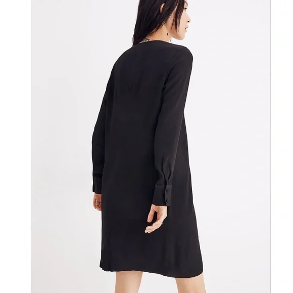 Madewell Heather long sleeve black button-front dress, NWT, size xxs - Picture 2 of 15